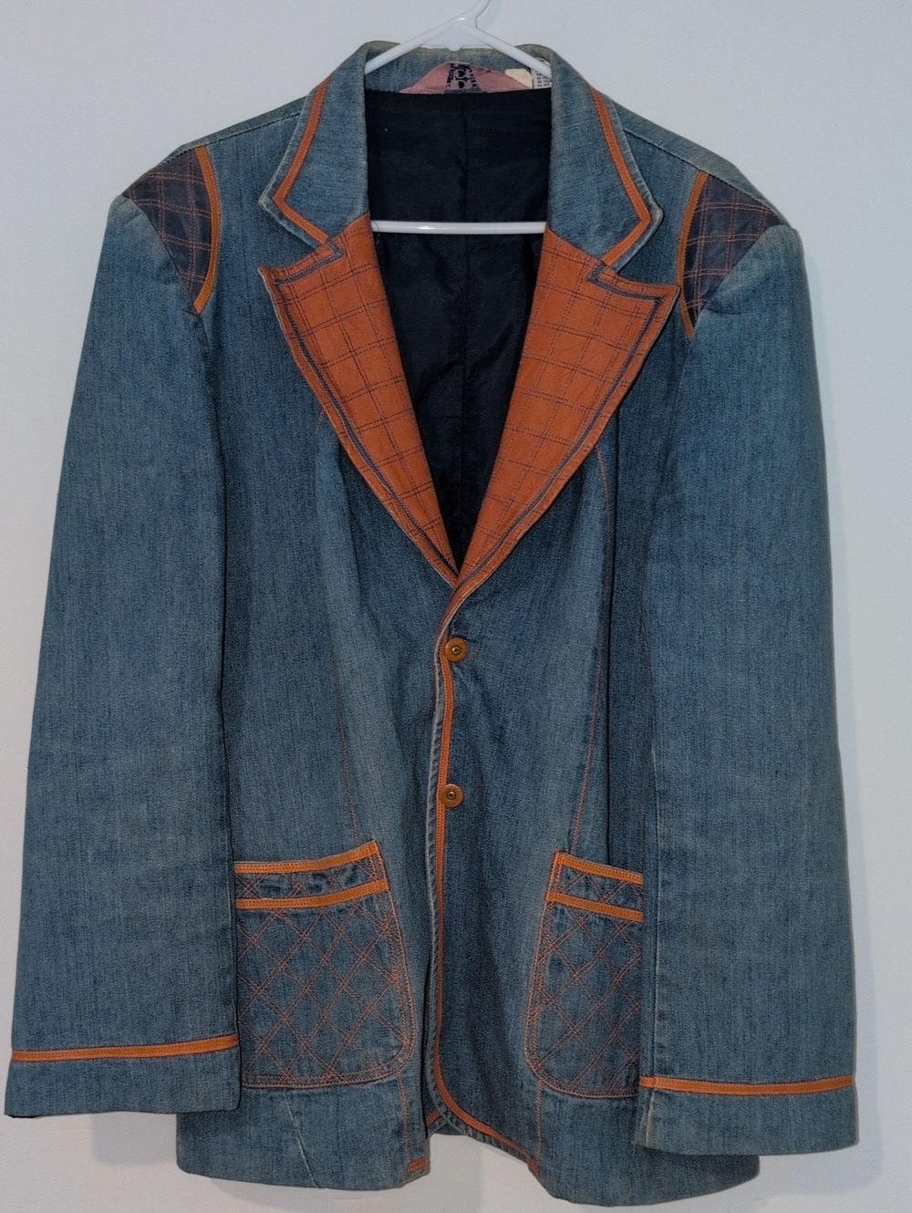 Faded Glory Denim Blazer with Orange Trim